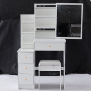29.2' Small Space Left Bedside Cabinet Vanity Table With Cushioned Stool